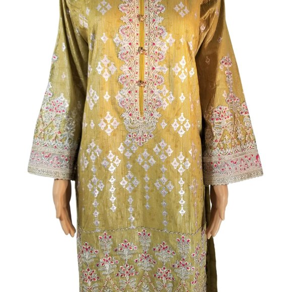 Tawakkal Pakistani Embroidered Jacquard Cotton Banarsi Shalwar Kameez Large/43 - Picture 7 of 14